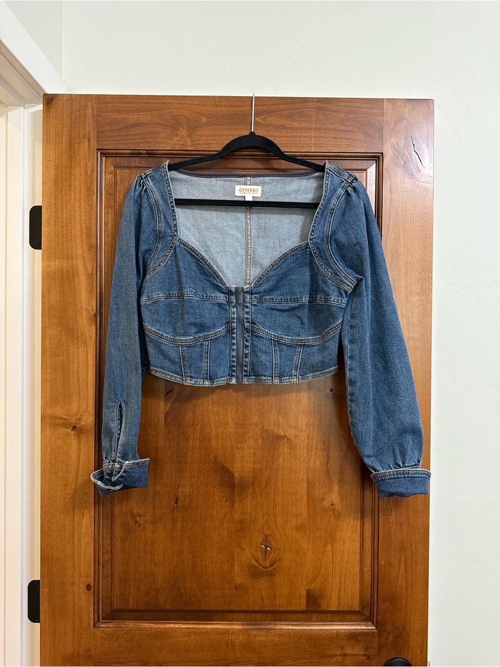 Blue Denim Cropped Corset Top